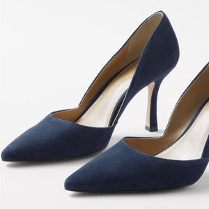 ANN TAYLOR 100% Suede Stiletto Power Pump-SZ 10-Dusty Dark Powder Blue RARE FIND
